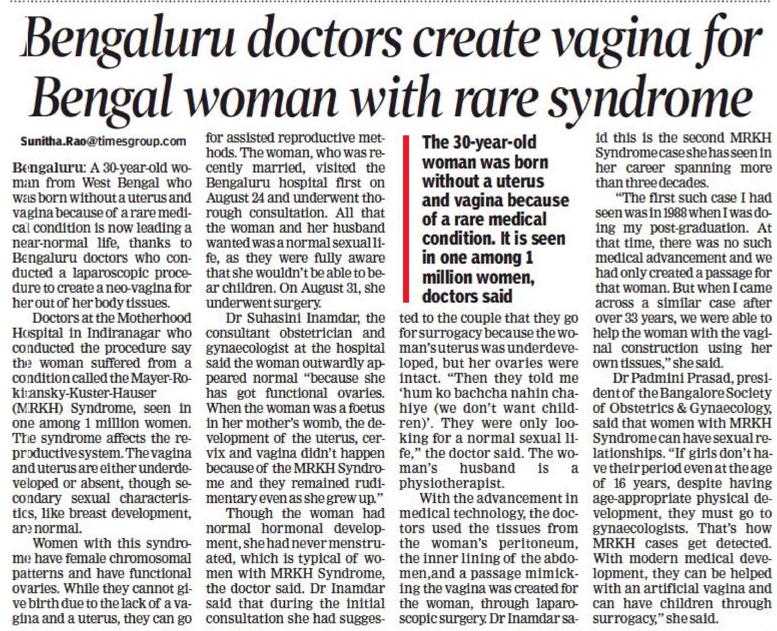 The Times Of India- Vaginoplasty- Dr Suhasini Inamdar - Motherhood ...